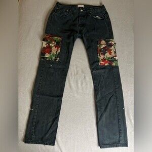 Vintage Levis 501 Cargo Double XX Straight Button Fly Jeans Mens Sz 33 x 33